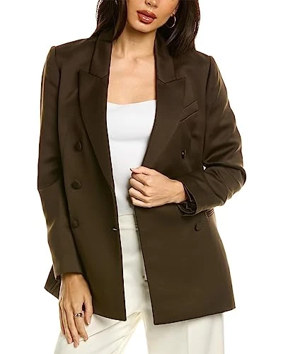 Seraph Double Breasted Satin Boyfriend Blazer 265741 Dark Brown TED SIZE 1 (UK 8)