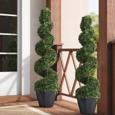 Set of Artificial Spiral Boxwood Trees 120cm - Green