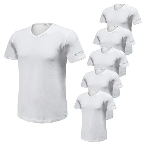 Set of 6 Men's Underwear T-Shirts in Stretch Cotton V Pattern, (White V-neck. - 7 / extra large, XXL