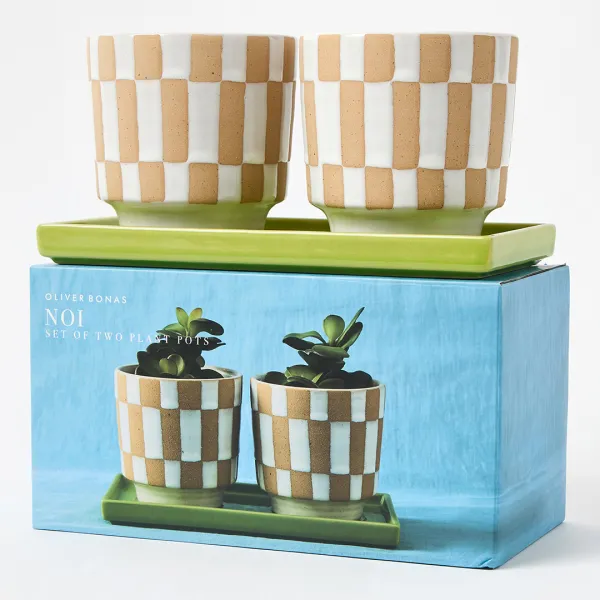 Set of Noi Checkerboard Plant Pots - Multi