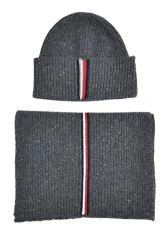 Set of Scarf Knitted Hat Downtown Scarf Beanie Gift Box Grey Melange, gray, One Size Set of Scarf Knitted Hat Downtown Scarf Beanie Gift Box Grey Melange, gray, One Size