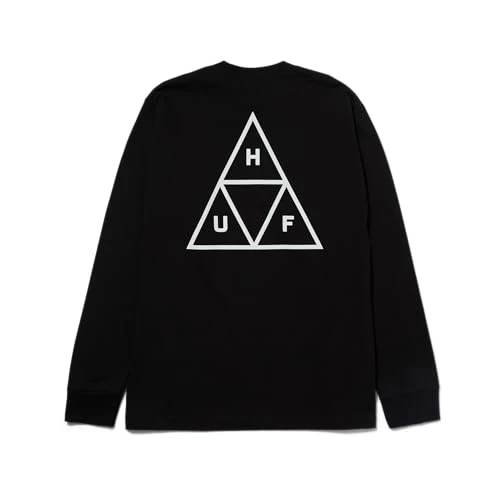 Set Triple Triangle Long Sleeve T-Shirt - 100% Pre-Shrunk Cotton T-Shirt, Black, L