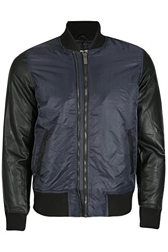 Seven Series Mens MA1 Flight Coat Harrington Funnel Neck Contrast Bomber Jacket Navy