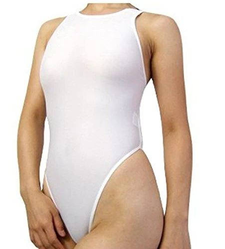 Sexy Women One Piece High Cut Backless Swimsuit Bathing Suits (Asian L, White)