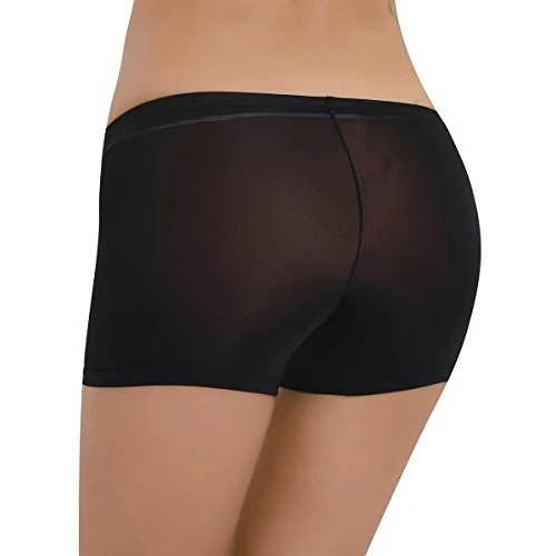Sexy Women's See-Through Sheer Boyshort Panty Underwear Black One_Size