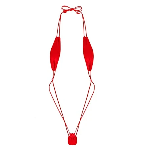 Sexy Women's Sling Shot Micro Mini Monokini Bikini Thong One-Piece Bathing Suit Red One Size