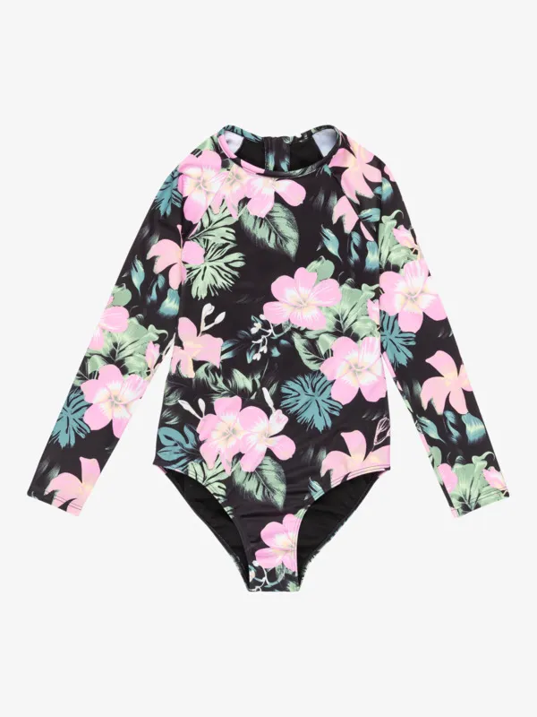 Shadow Floral - Long Sleeves Swimsuit For Girls