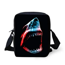 Shark Small Shoulder Messenger Bags Crossbody Satchel Handbag Kids Schoolbag for Boys Girls Sports PE Black Shark Small Shoulder Messenger Bags Crossbody Satchel Handbag Kids Schoolbag for Boys Girls Sports PE Black