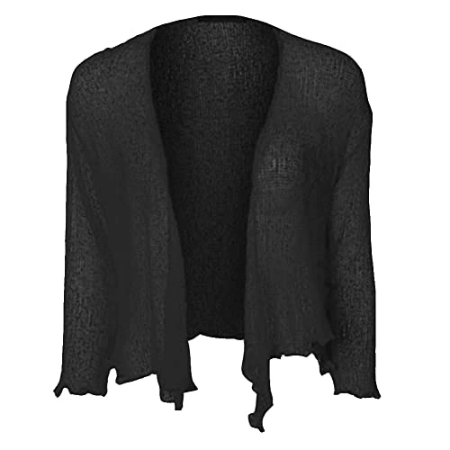 Sheer Cardigan - for Women - Lightweight Knitted Top (Black, 10)