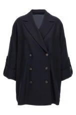 Shiny Cuff Details caban coat Blue Size