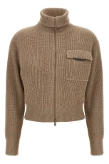 Shiny Flap Detail Cropped Cardigan Size