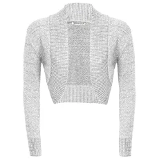 ® Shiny Lurex Bolero Cardigans for Women - Elegant Long Sleeve Knitted Shrug, Women's Cardigans Perfect for Party and Casual Wear Grey