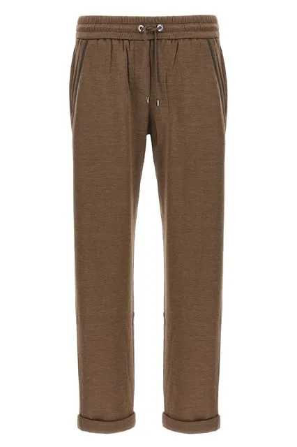 Shiny Pocket Detail joggers - Brown