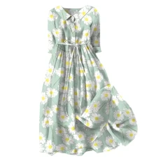 Shirt Dresses for Women UK Summer Dresses Plus Size Floral Long Dresses with Pockets Feminine Maxi D