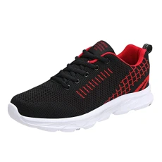 Shoes Men's Trainers Running Shoes Sports Lace-Up Shoes Men Comfortable Breathable Fashion Lightweight Running Shoes Men's Trainers Shoes Women Leisure Road Running Shoes Walking Shoes, red,