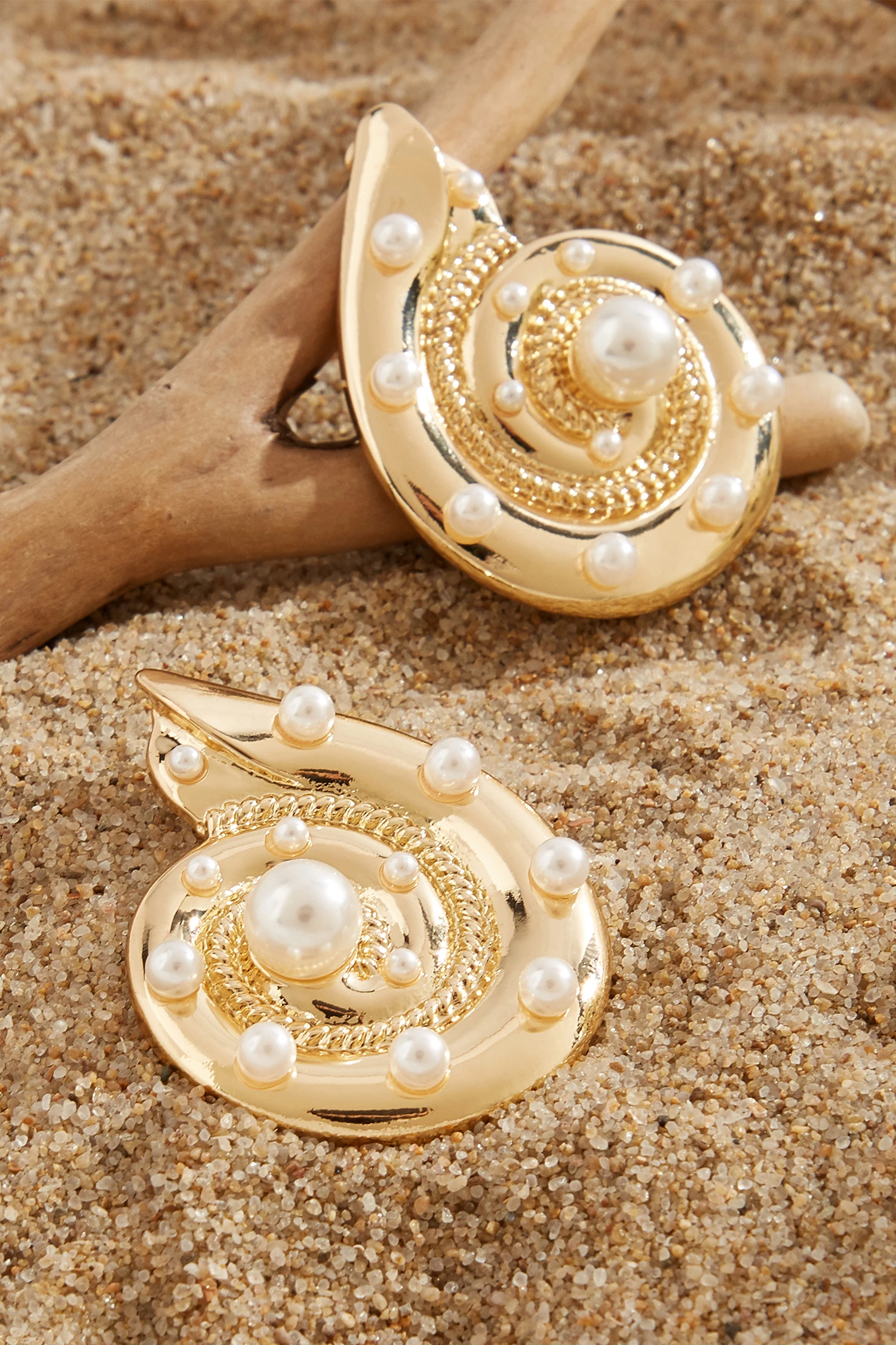 Shoreline Shine Gold-Tone Earrings - White