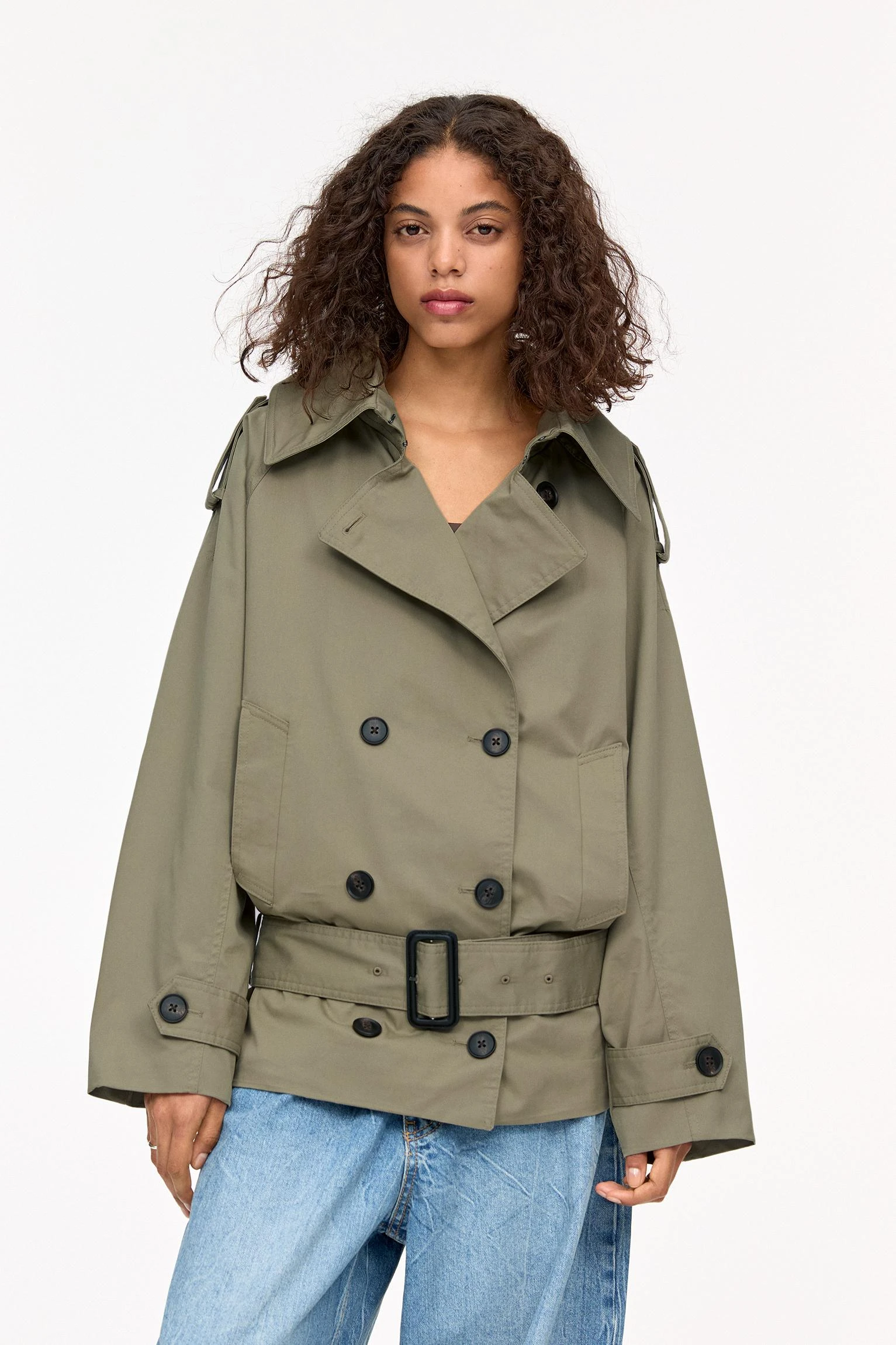 Short Belted Trench Coat - Pale khaki