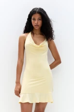 Short Dress With Open Back - Pale yellow