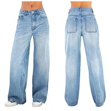 Short Jeans Women's Loose Women's Trousers Wide Leg Straight Jeans Wrap Trousers Denim Trousers Jeans for Women, darkblue, S Short Jeans Women's Loose Women's Trousers Wide Leg Straight Jeans Wrap Trousers Denim Trousers Jeans for Women, darkblue, S