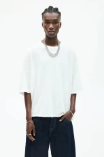 Short Sleeve Boxy Stwd T hirt - White