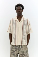 Short Sleeve Crochet Shirt triped