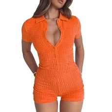 Short Sleeve Jumpsuit for Women Tight Bodycon Button Down Towelling Playsuit Shorts Sexy Unitards Bodysuit Romper Summer One Piece Loungewear Party Festival Outfits (B 01- Orange, M) Short Sleeve Jumpsuit for Women Tight Bodycon Button Down Towelling Playsuit Shorts Sexy Unitards Bodysuit Romper Summer One Piece Loungewear Party Festival Outfits (B 01- Orange, M)