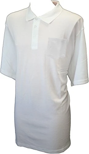 Short Sleeve Pique Polo Top Shirt White 2XL P005