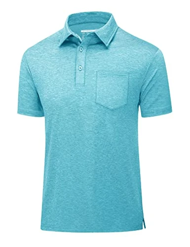 Short Sleeve Pocket Polo Shirts for Men Lightweight Moisture Wicking Airy Top Slim Design Athletic G