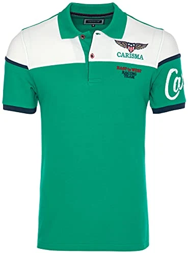 Short sleeve polo shirt for men, 100% cotton, men's polo shirt with embroidery, comfortable regular fit shirt for office and leisure - Green - X-Large