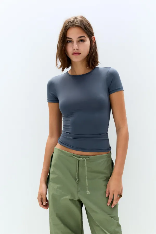 Short Sleeve Polyamide T-Shirt - Navy