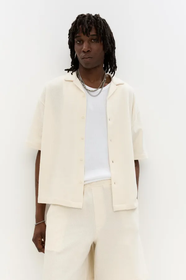 Short Sleeve Rustic Shirt - Off white