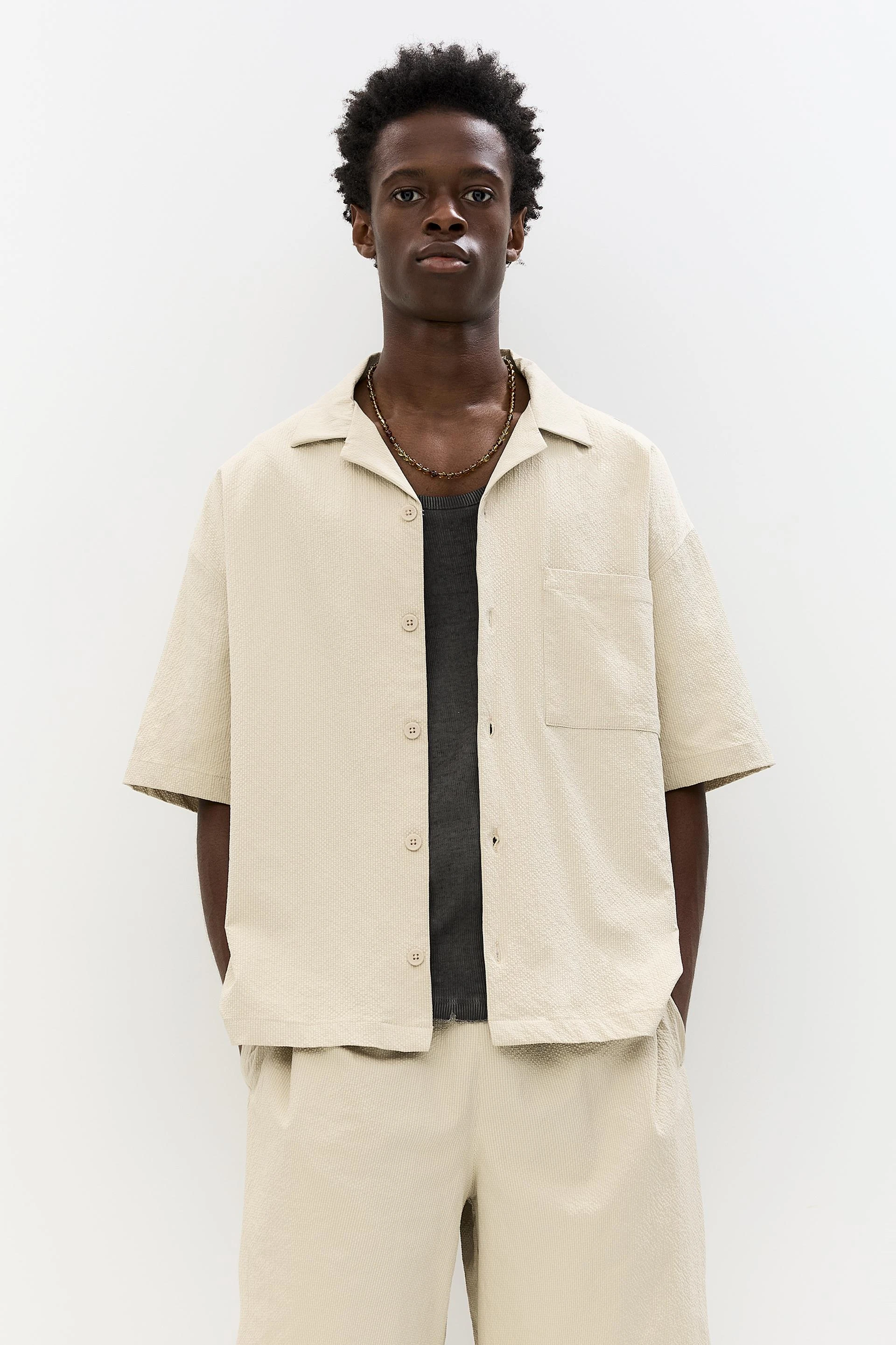 Short Sleeve Seersucker Shirt and