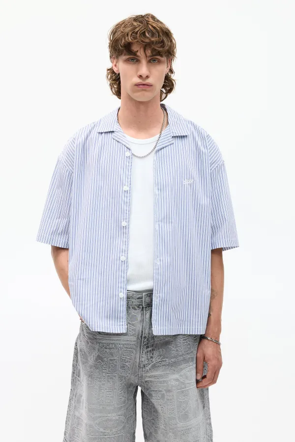 Short Sleeve Striped Stwd Shirt - Striped