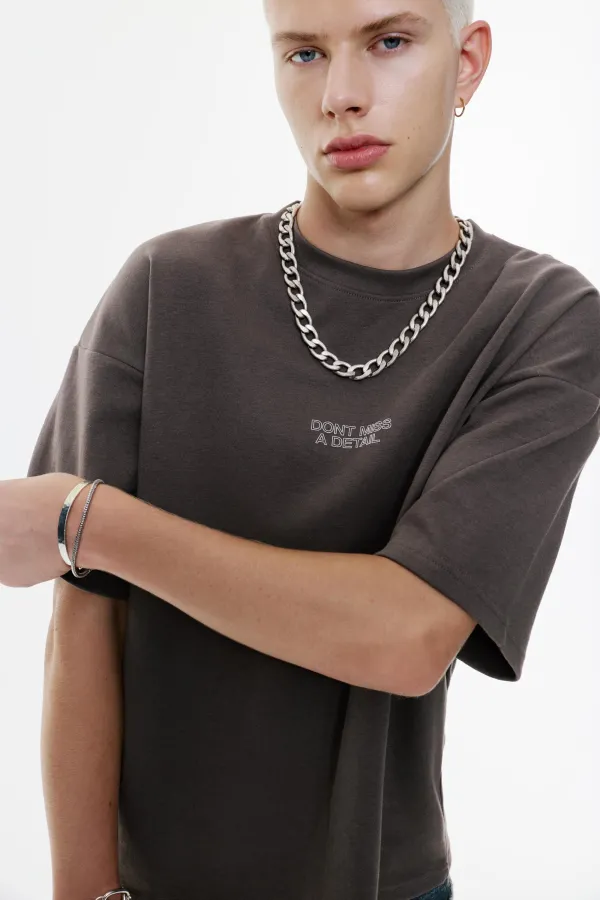 Short Sleeve Sweatshirt Dont Miss A Detail - Anthracite grey