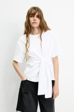 Short Sleeve T hirt With Knot - White