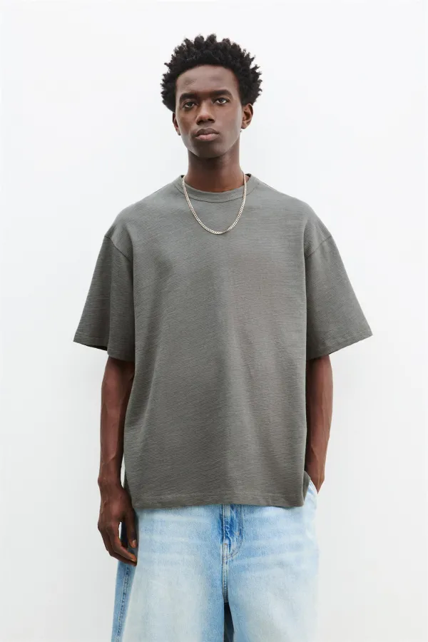 Short Sleeve Textured T-Shirt - Green