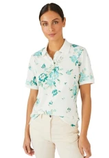Short Sleeved Piqué Polo Women Polo Collar Green Short Sleeved Piqué Polo Women Polo Collar Green