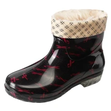 Short Tube Women's Rain Boots, Crystal Fabric, Fashionable Rubber Shoes, Velvet, Slip-on Short Water Boots, Winter Women's Shoes, Half Wellington Boots, Women's Rain Ankle Boots, coffee, 5 UK Short Tube Women's Rain Boots, Crystal Fabric, Fashionable Rubber Shoes, Velvet, Slip-on Short Water Boots, Winter Women's Shoes, Half Wellington Boots, Women's Rain Ankle Boots, coffee, 5 UK