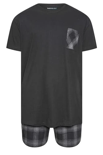 Shorts And T-Shirt Pyjama Set - Men's - M to 8XL Black