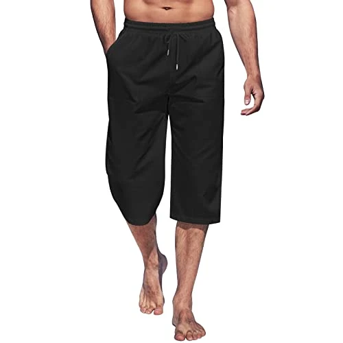 Shorts Men's Summer 3/4 Trousers Bermuda Summer Shorts Outdoor Sports Jogging Bottoms with Pockets Men Boys Leisure Comfortable Short Men's Shorts Summer Trousers Sports Shorts Plain Colours Loose