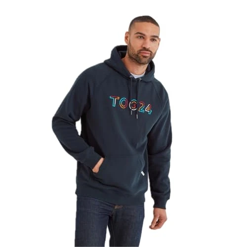 Shotton Mens Crew Neck Hoody with Embroidered Graphic, Kangaroo Pocket, Supersoft Sustainable Cotton