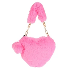 Shoulder Bag Faux Fur Purse Heart Shaped Purse Furry Clutch Fluffy Handbag for Women Shoulder Bag Faux Fur Purse Heart Shaped Purse Furry Clutch Fluffy Handbag for Women