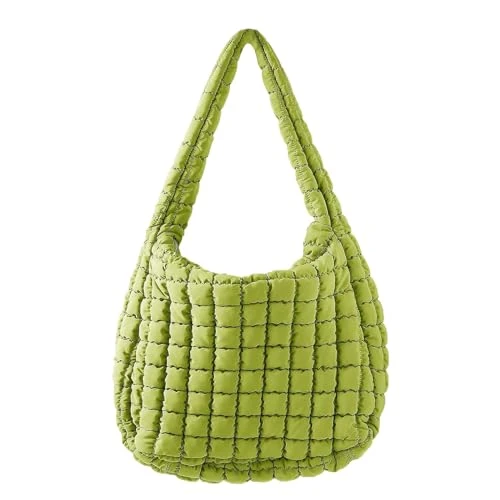 Shoulder Bag, Pleated Cloud Bag, Women's Puffer Tote Bag, Lightweight Bag, Shopping Bag, Fluffy Shopping Bag, Shoulder Bag for Women, Crossbody Puffy Handbag, Green, One Size