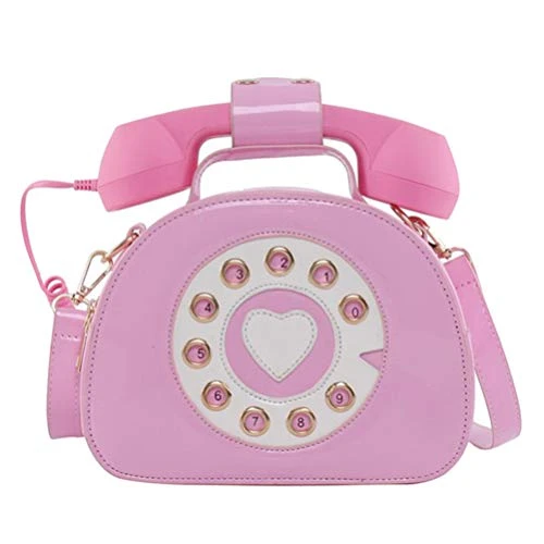 Shoulder Bag Telephone Shaped Handbag Retro Top Handle Bag Novelty Purse for Women