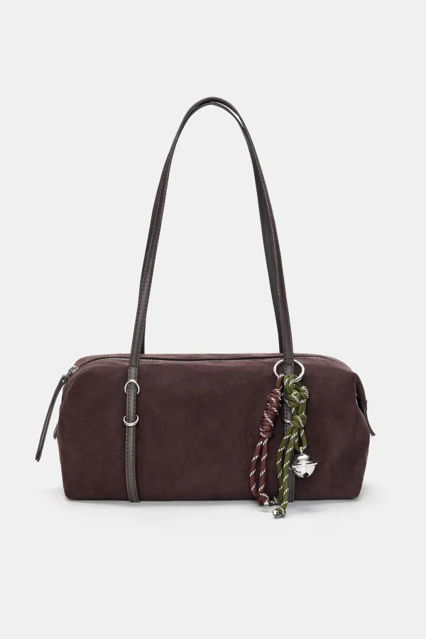 Shoulder Bag With A Charm - Brown