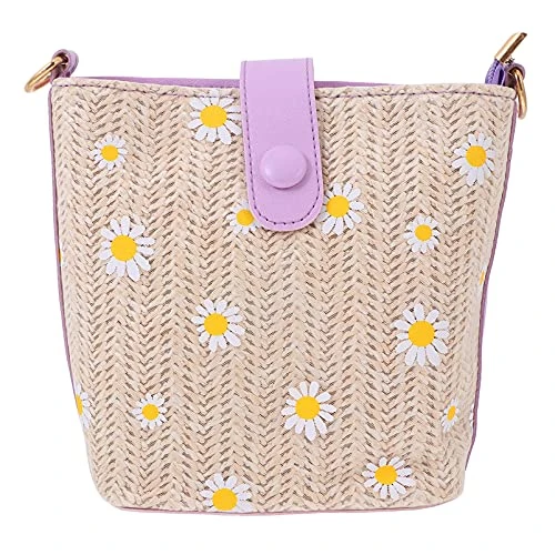 Shoulder Bag with Long Strap Cross Body Bag French Style Bag with Zip Storage Pouch Removable Straps Handbag for Women Travel 7.47X7.07 inches White, purple,