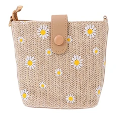 Shoulder Bag with Long Strap Cross Body Bag French Style Bag with Zip Storage Pouch Removable Straps Handbag for Women Travel 7.47X7.07 inches White, khaki,