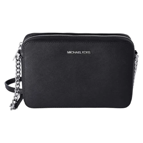 Shoulder Cross Body Bag Saffiano Leather Medium Handbag Jet Set (Black)