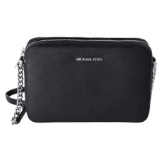 Shoulder Cross Body Bag Saffiano Leather Medium Handbag Jet Set (Black) Shoulder Cross Body Bag Saffiano Leather Medium Handbag Jet Set (Black)