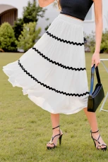 Side Note White Midi Skirt